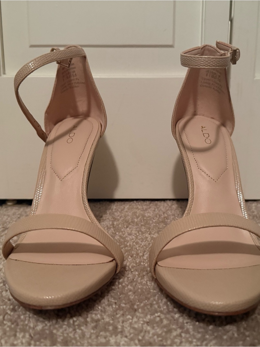 NWOT ALDO Beige Ankle-Strap Block Heel Sandals